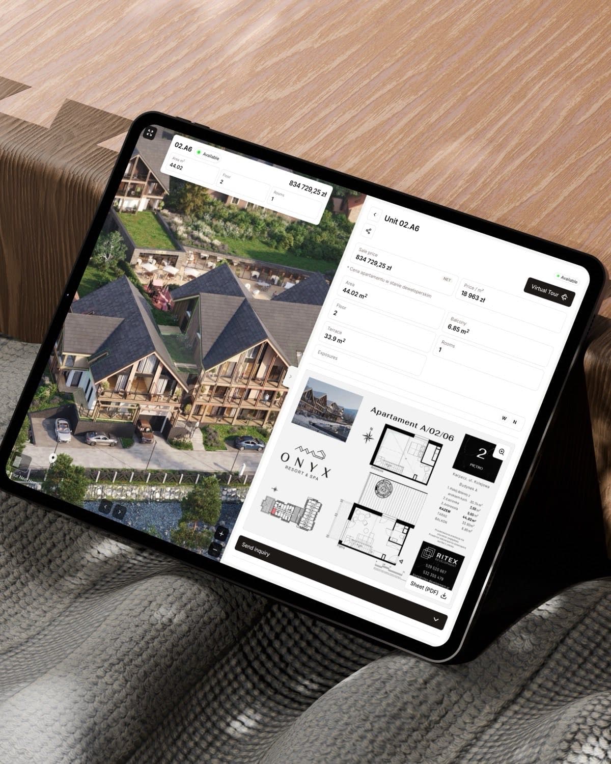 Interactive property viewer showing a residential development